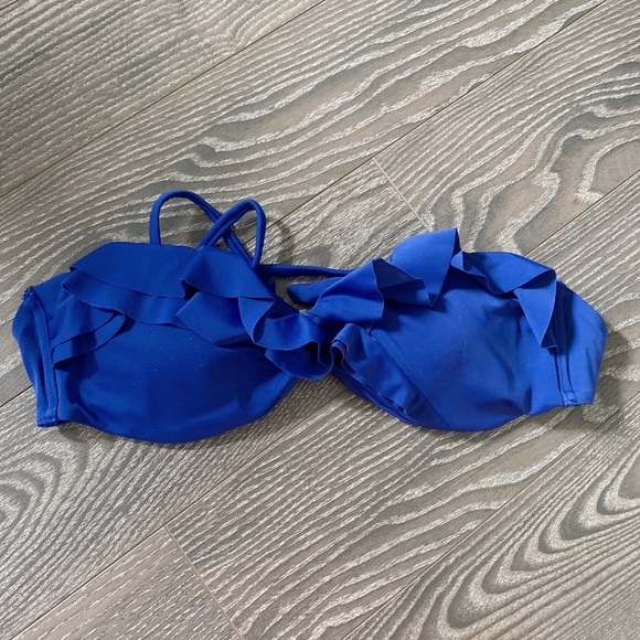 Two-way ruffle padded swim top in blue US4 - Picture 2 of 3
